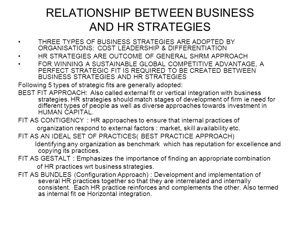 The relationship between business strategy and